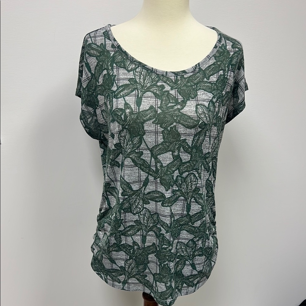 Green Flower Print Women's Top